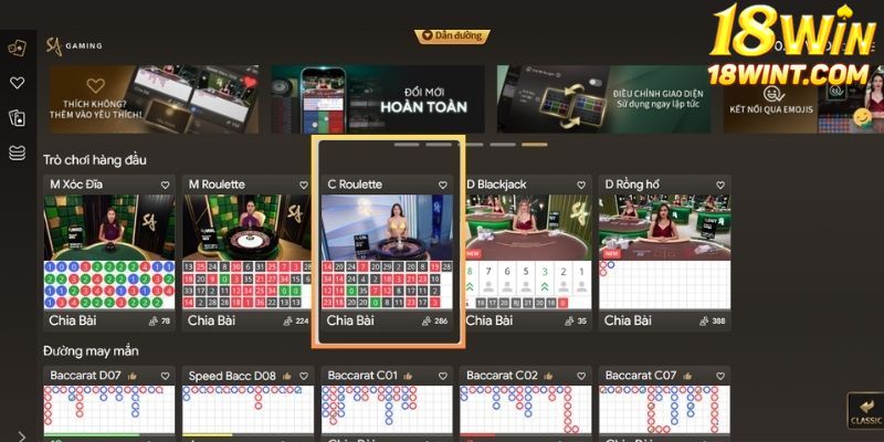 Thao tác gia nhập game Roulette đơn giản 